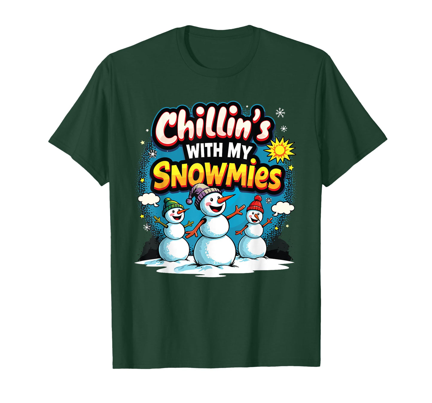 Chillin With My Snowmies Snowman Vibe Christmas 2024 T-Shirt