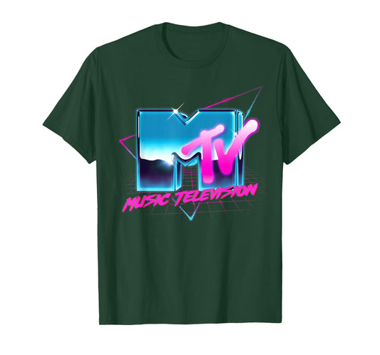 Mademark x MTV - Rad 80's MTV Logo Chrome Effect RetroWave Eighties MTV T-Shirt