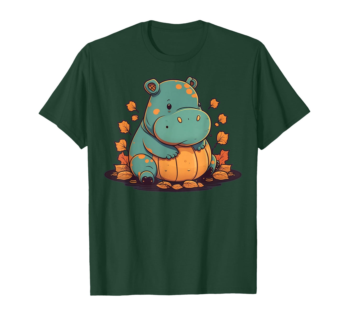 Pumpkin Hippopotamus costume on Hippo Halloween T-Shirt