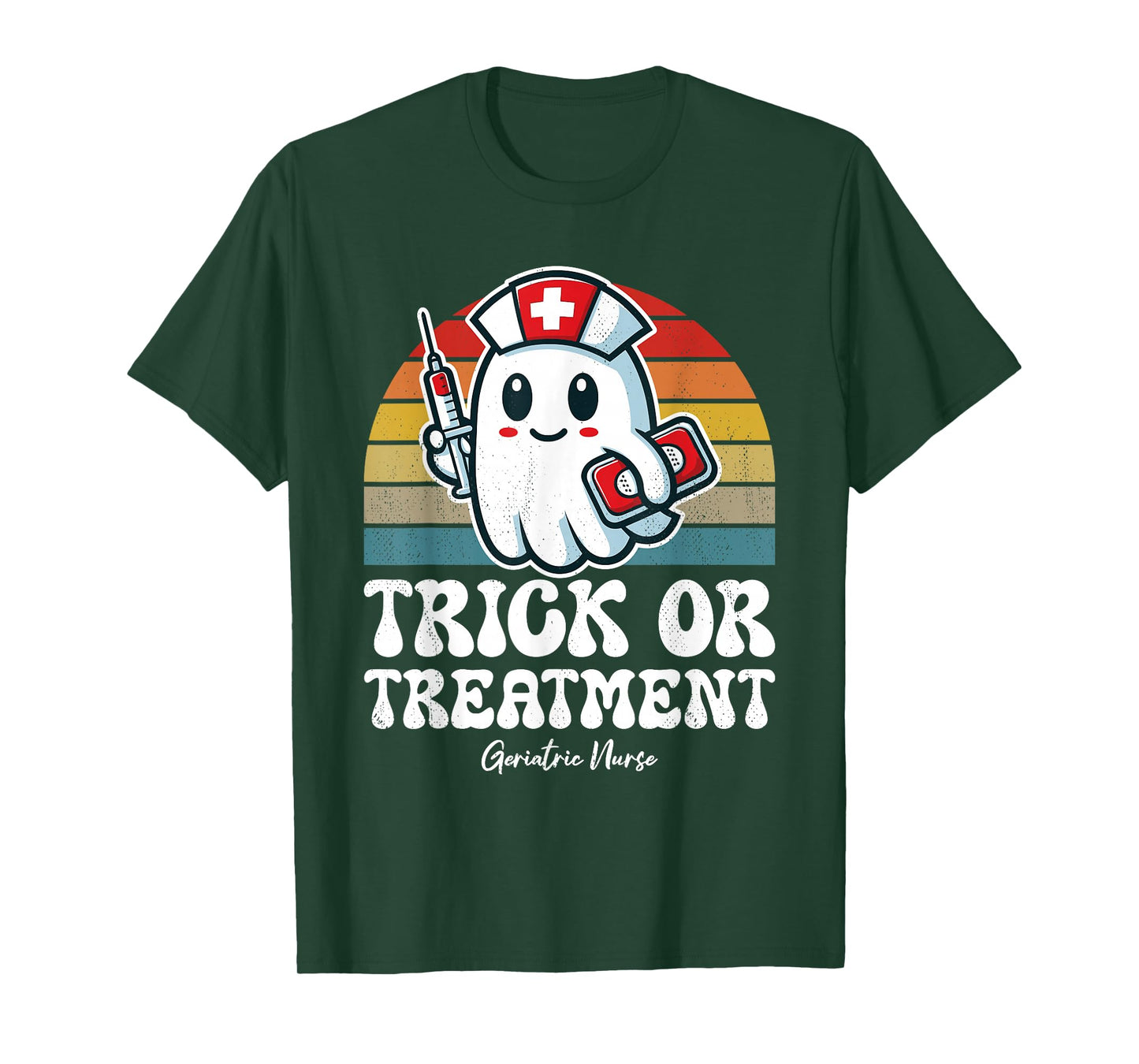 Trick Or Treatment Cute Halloween Geriatric Nurse T-Shirt