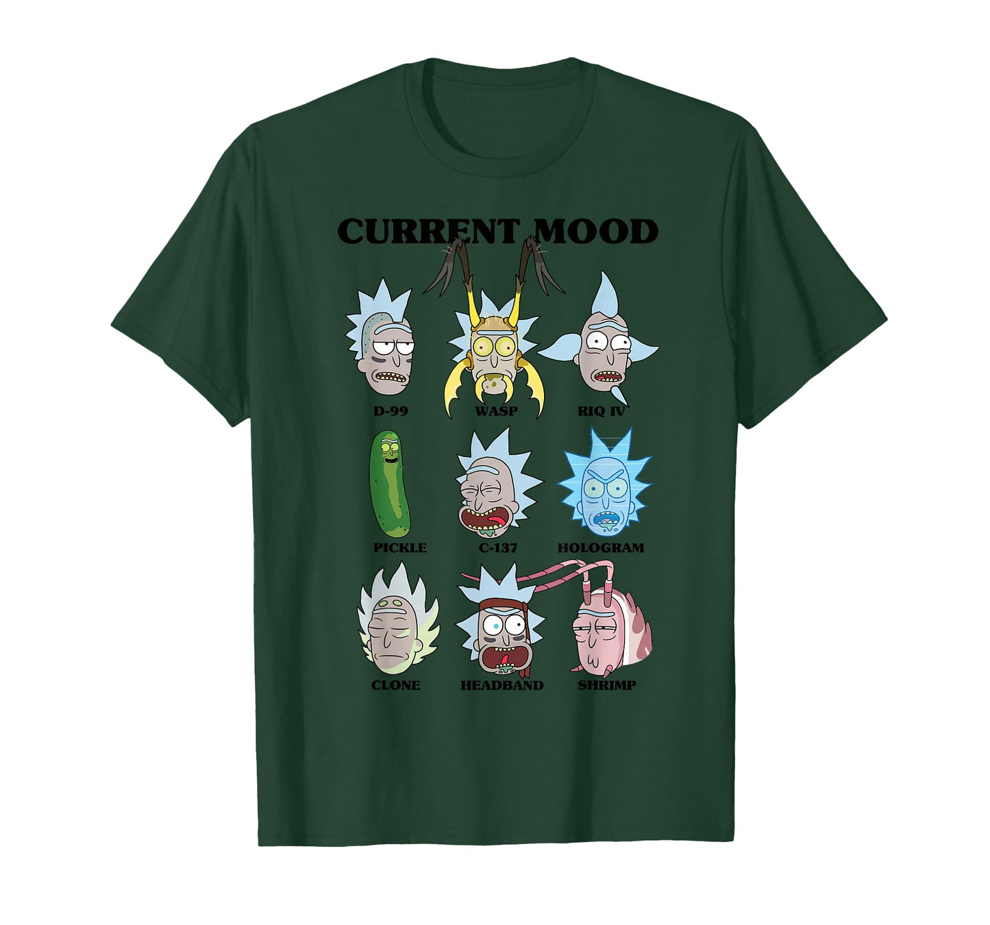 Rick and Morty Alternate Moods Adult Cartoon Fashion T-Shirt