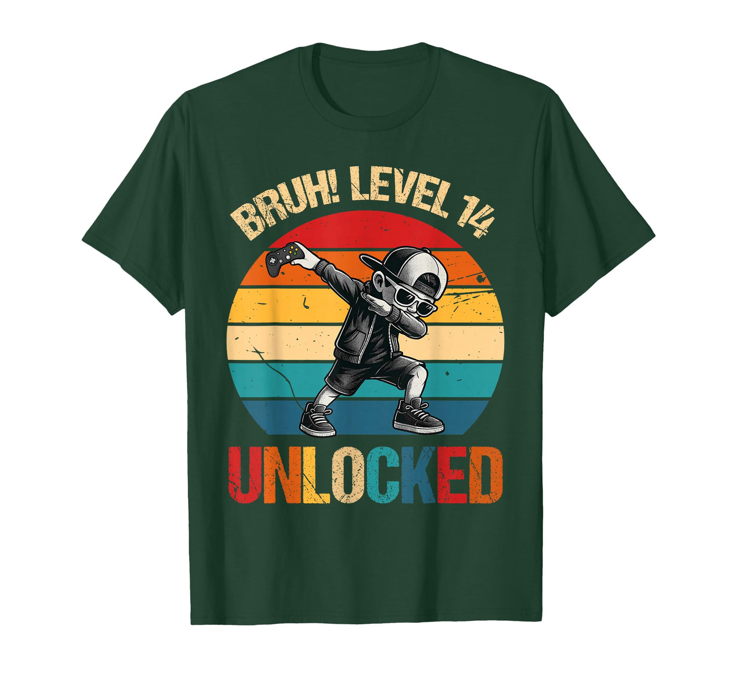 14 Years Old Dabbing Boy Bruh 14th Level Unlocked Birthday T-Shirt