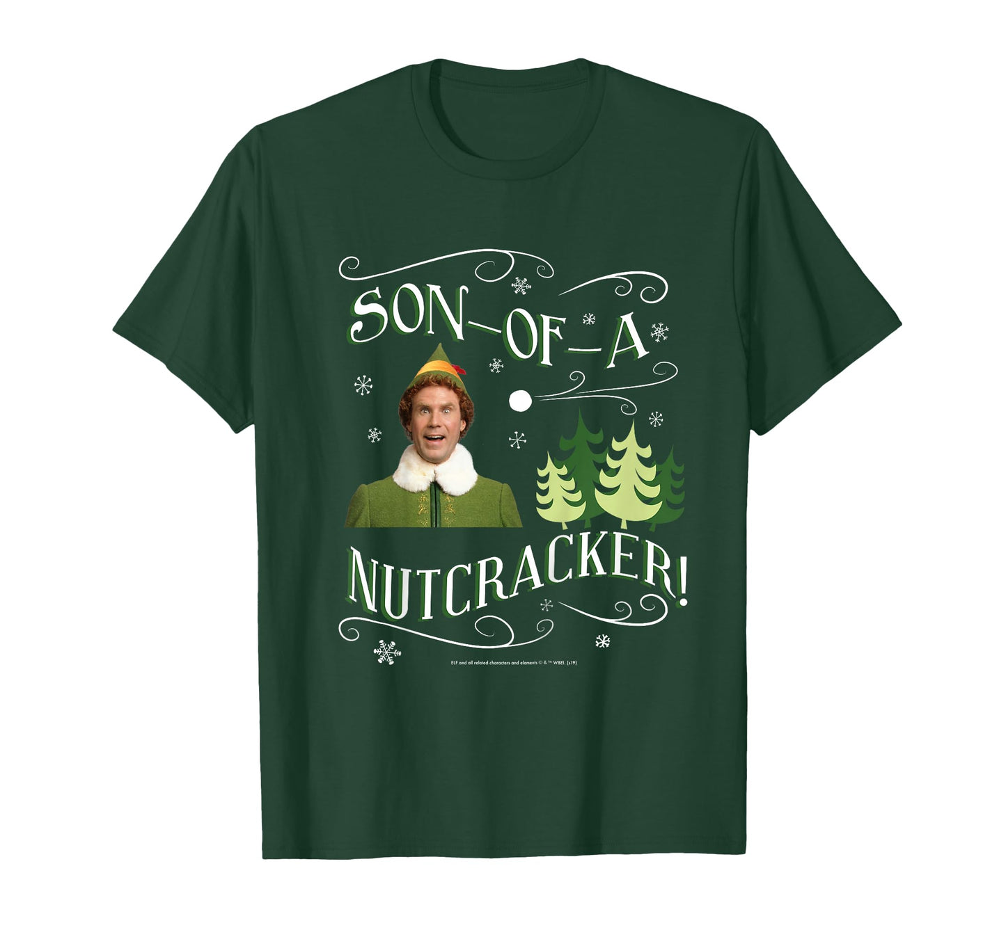 Kids Elf Buddy Son-of-A-Nutcracker Tree Text Poster T-Shirt