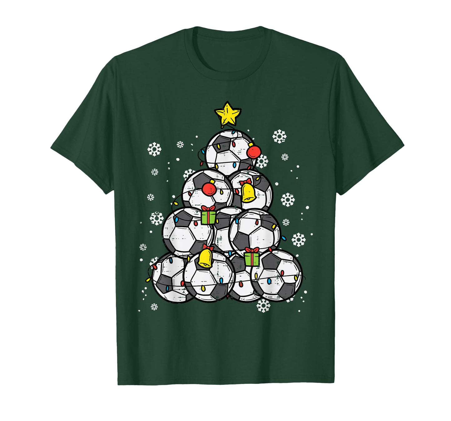 Soccer Christmas Tree Xmas Pajamas PJs Player Boys Girls T-Shirt