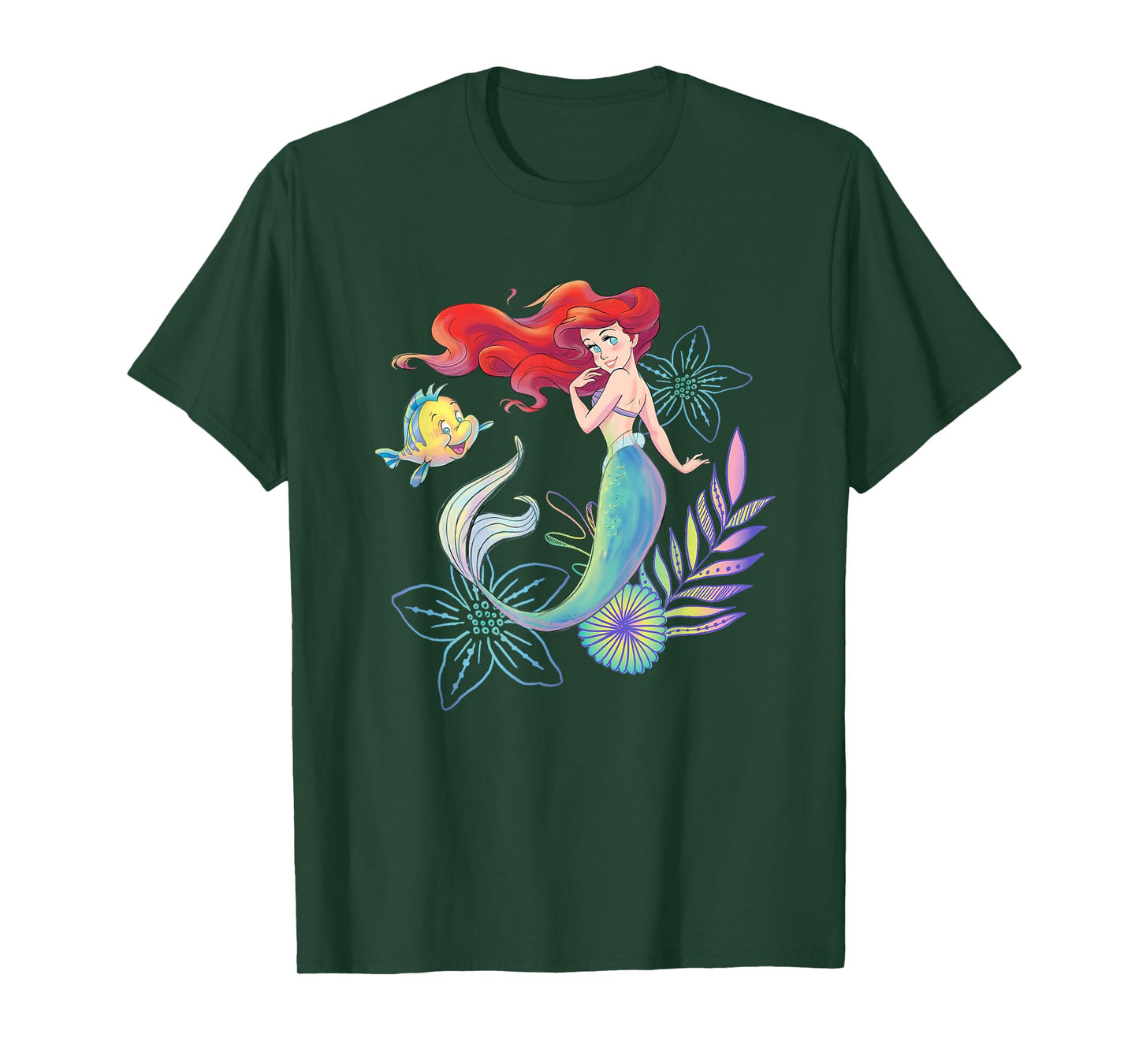 Disney The Little Mermaid Ariel and Flounder Sea T-Shirt