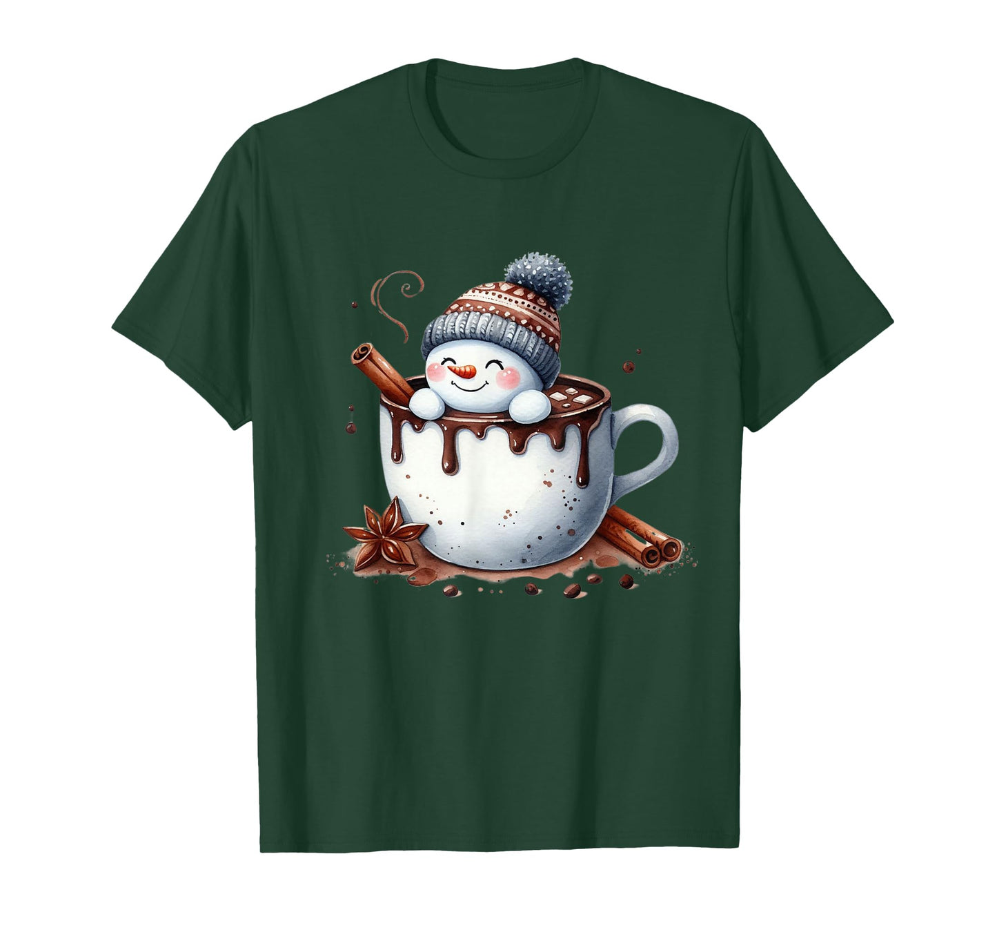 Cute Christmas Hot Chocolate Snowman T-Shirt