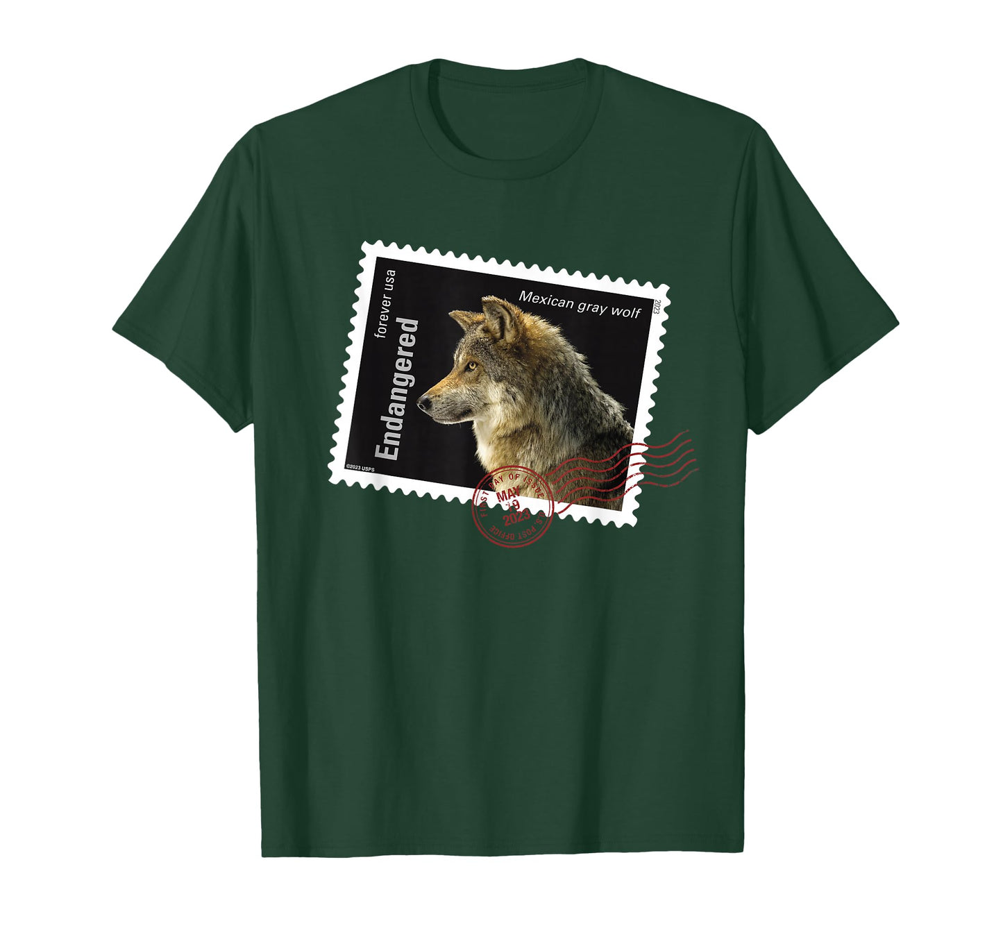 USPS Endangered Species Mexican Gray Wolf Postmark T-Shirt