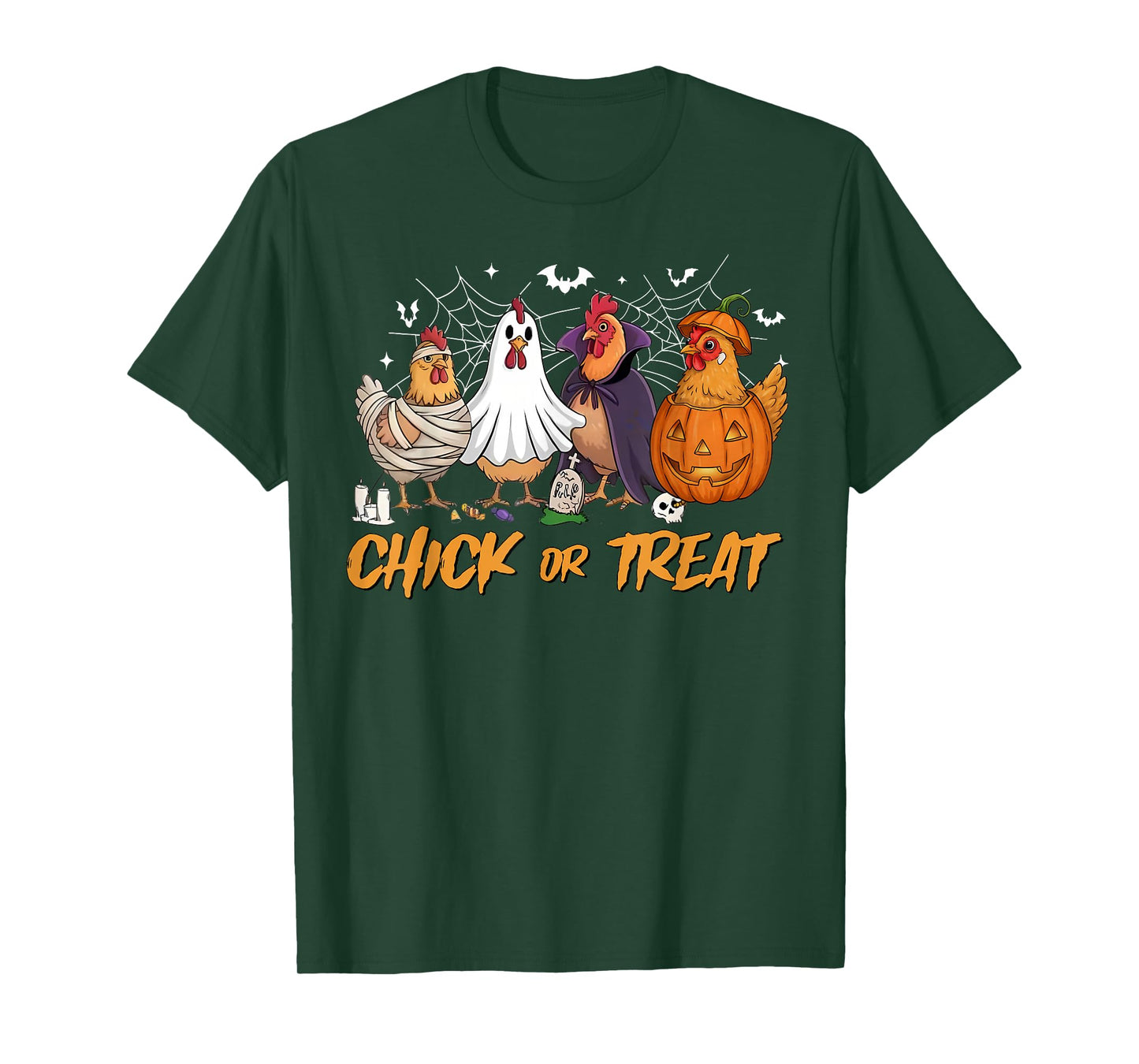 Chick Or Treat Funny Chicken Pumpkin Ghost Spooky Halloween T-Shirt