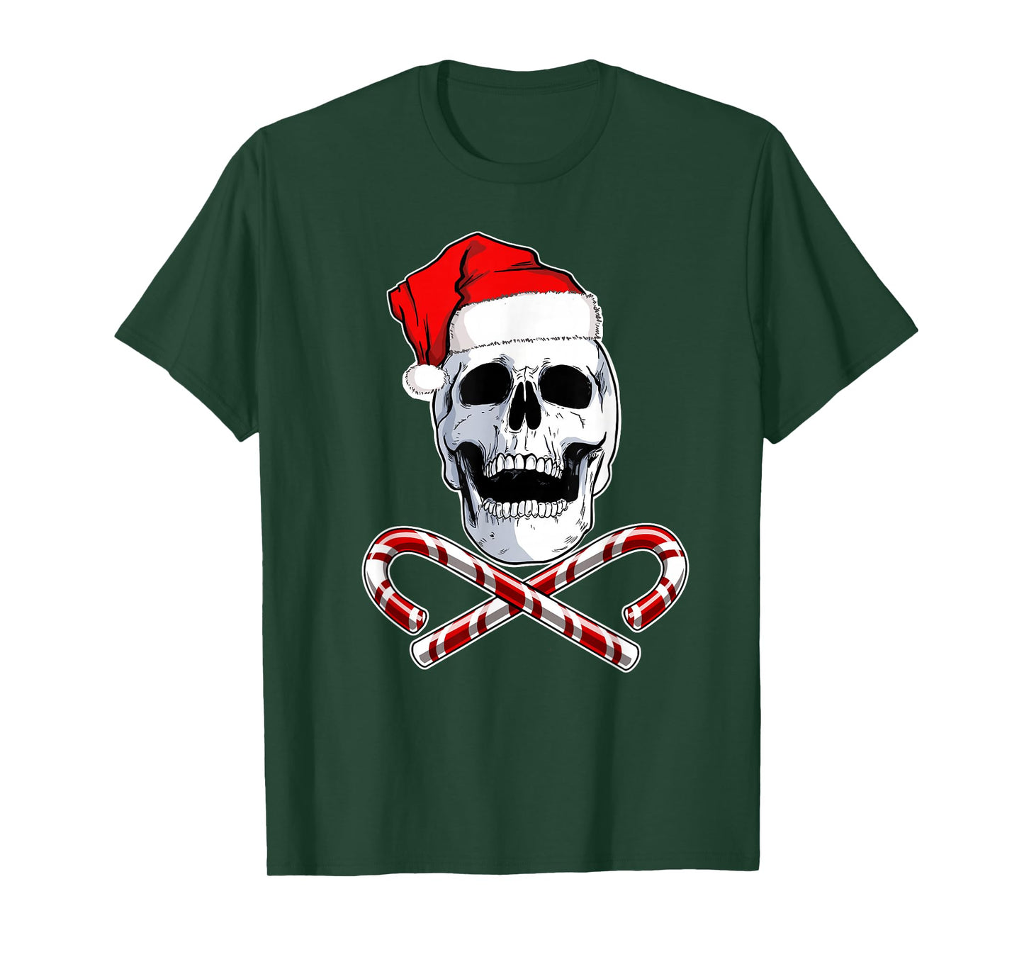 Santa Skull and Crossbones Metal Christmas T-Shirt