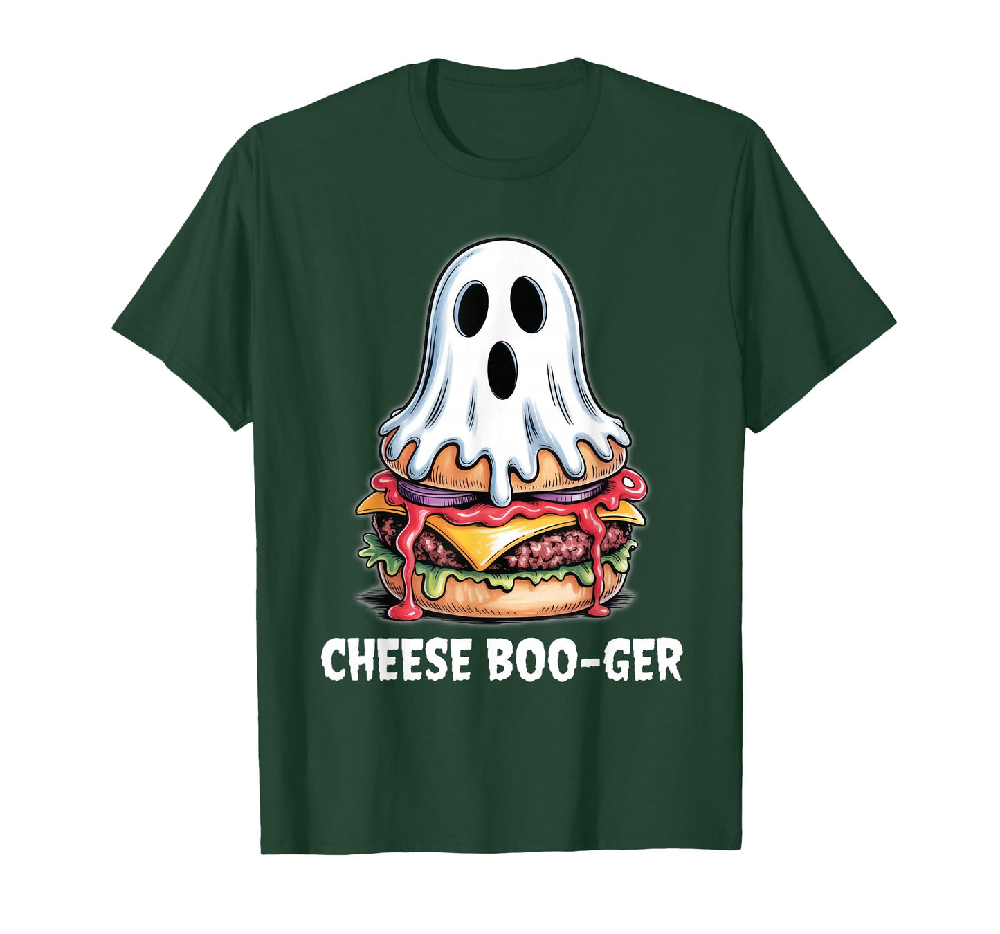 Cheese Boo-Ger Funny Ghost Cheeseburger Food Pun Halloween T-Shirt