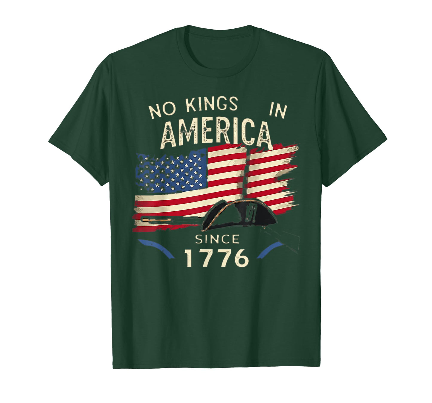 No Kings in America Since 1776 Patriotic USA Flag T-Shirt