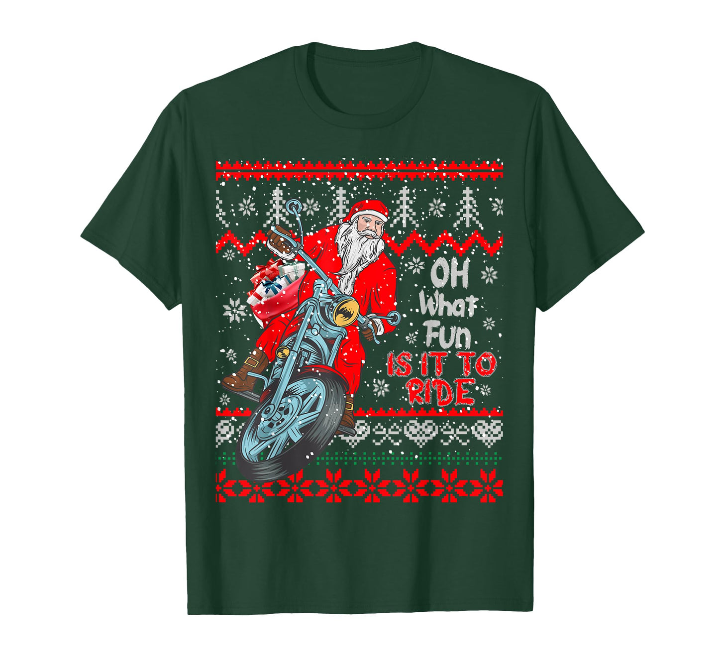 "Biker Santa" Motorcycle Ugly Christmas Sweater T-Shirt