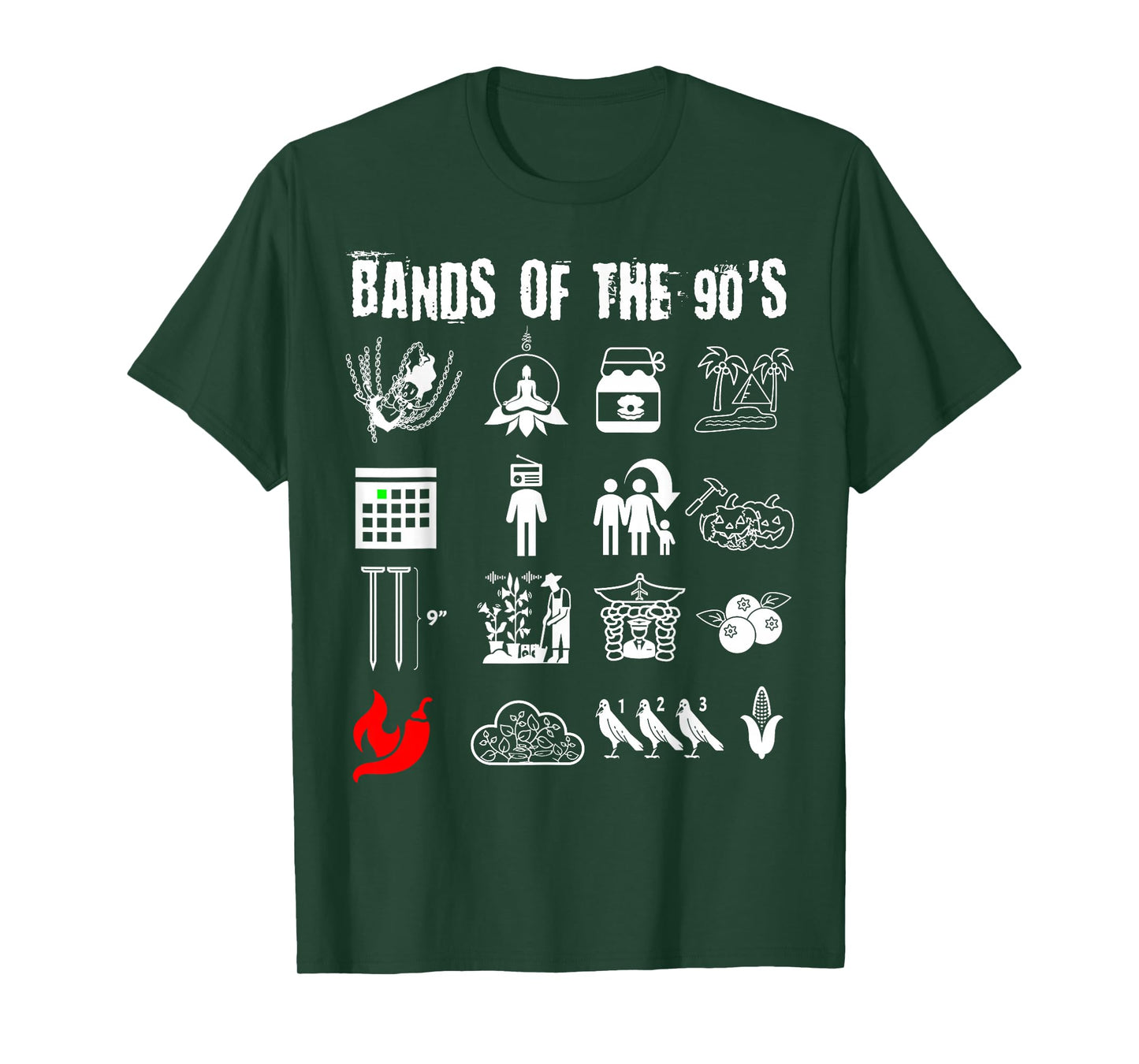 Funny Nerdy Iconic Alternative Rock Bands of The 90s White T-Shirt