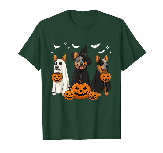 Australian Cattle Dog Halloween Cattle Dog Witch Heeler Dog T-Shirt