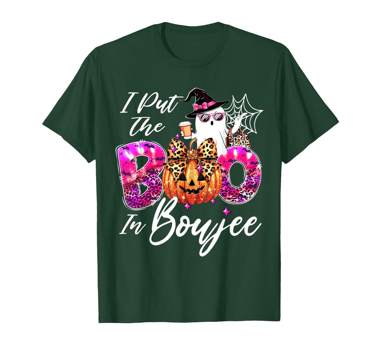 I Put The Boo in Boujee Cute Leopard Boujie Ghost Halloween T-Shirt