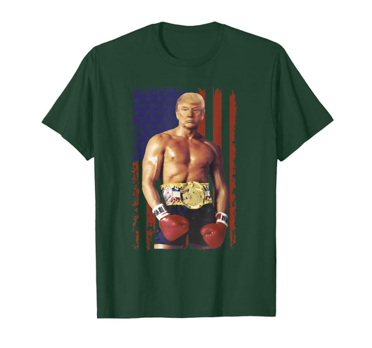 Funny Trump Rocky Boxing Meme Boxer US Flag Patriot T-Shirt