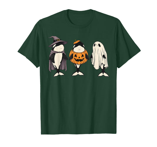 Spooky Ghost Orca Whale Lover Pumpkin Halloween T-Shirt
