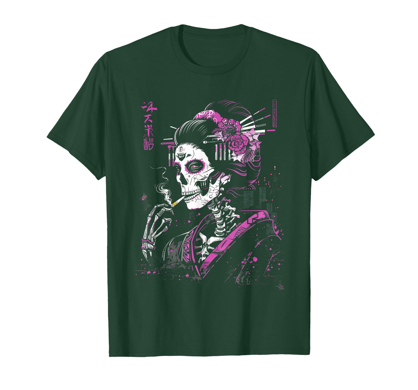 Anime Japanese Goth Cyberpunk City Skull Sugar T-Shirt