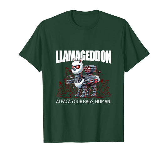 LLAMAGEDDON - Alpaca Your Bags, Human. L800 Cyborg Llama T-Shirt