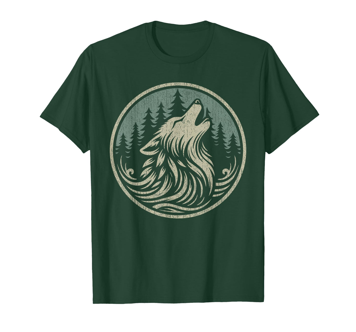 Nature Camping Vintage Forest Wildlife Wolf Outdoor Graphic T-Shirt