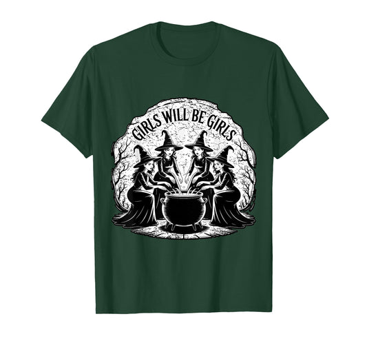 Spooky Season Girls Will Be Girls Witch Vintage Halloween T-Shirt