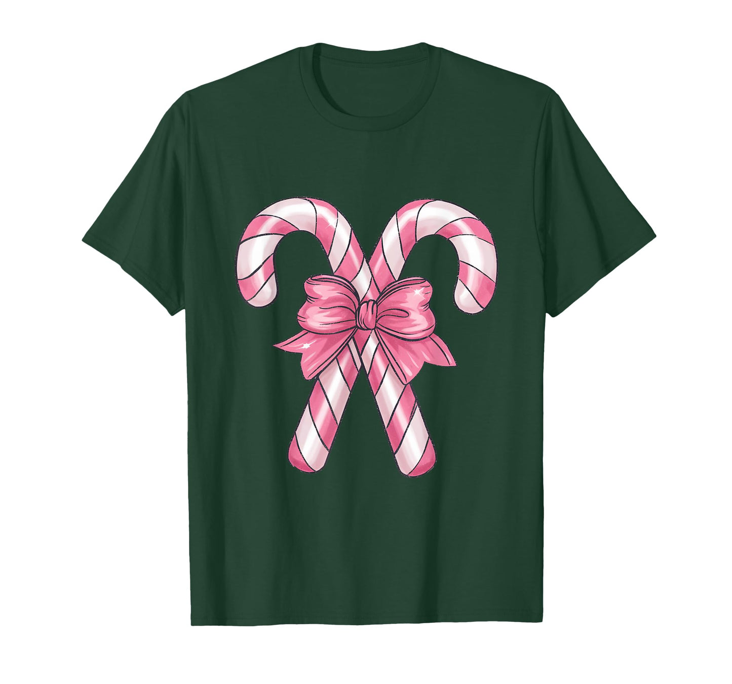 Candy Cane Christmas- Pretty Pink Bow T-Shirt