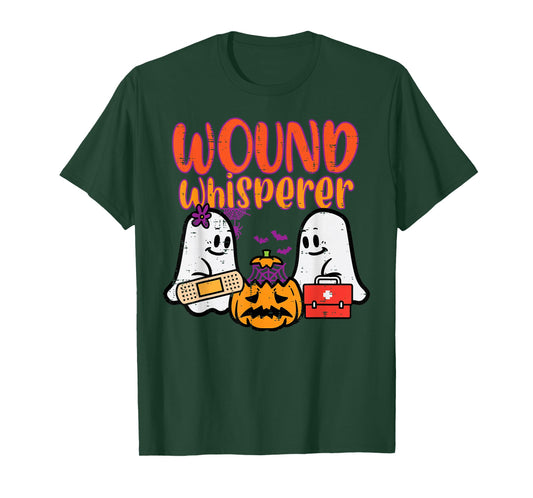 Ghost Nurse Wound Whisperer Halloween Nurse Fall Scrub Women T-Shirt