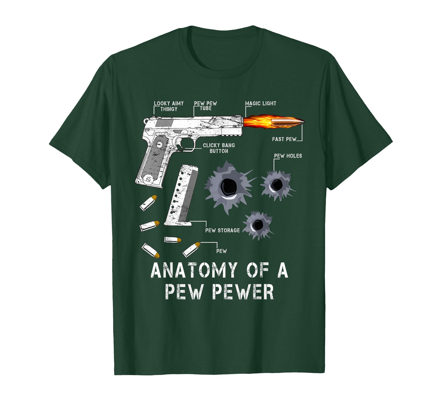 Anatomy Of A Pew Pewer | 2nd Amendment Funny Gun Gift Tee T-Shirt