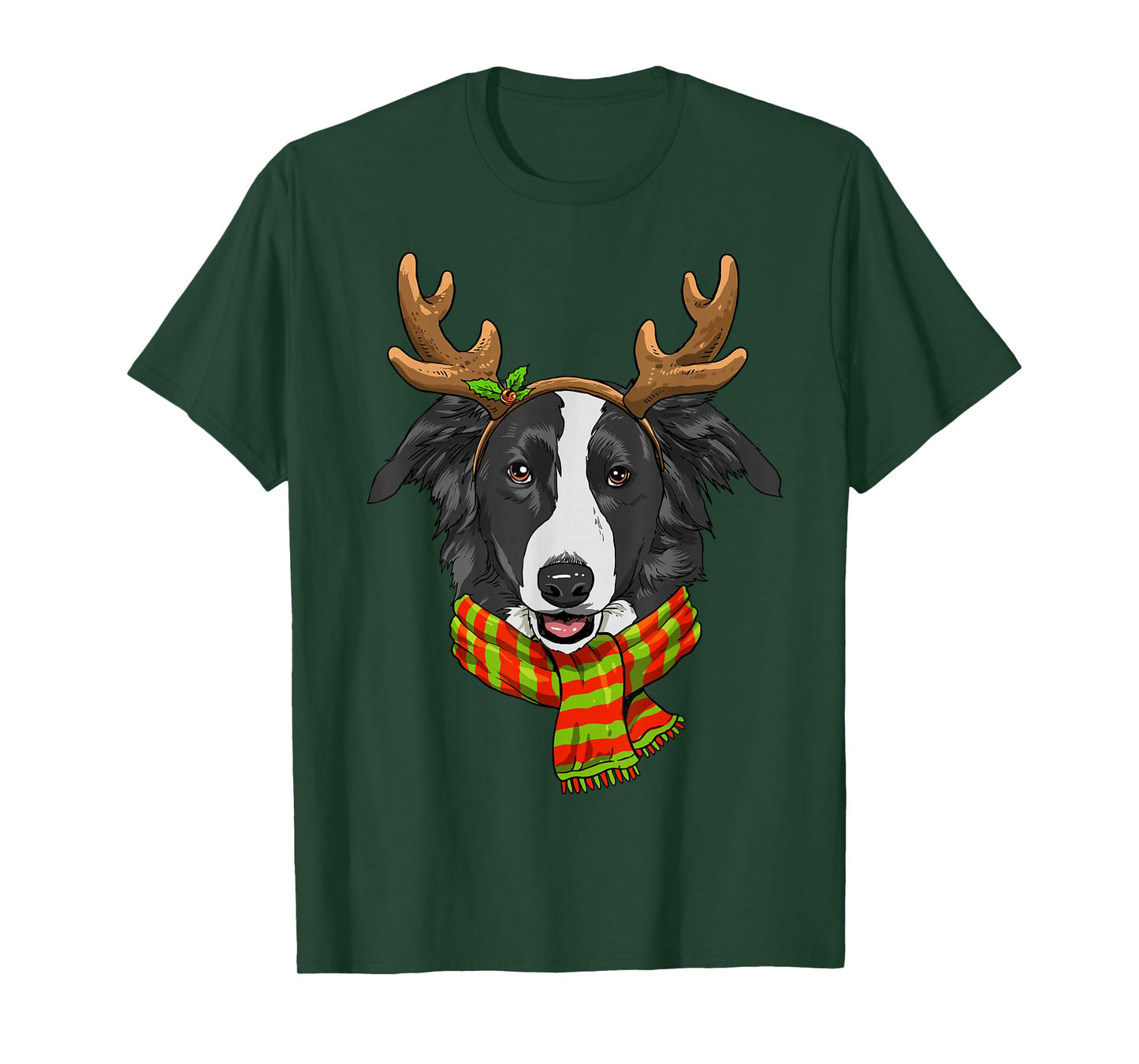 Border Collie Christmas Reindeer Antlers Dog Xmas T-Shirt