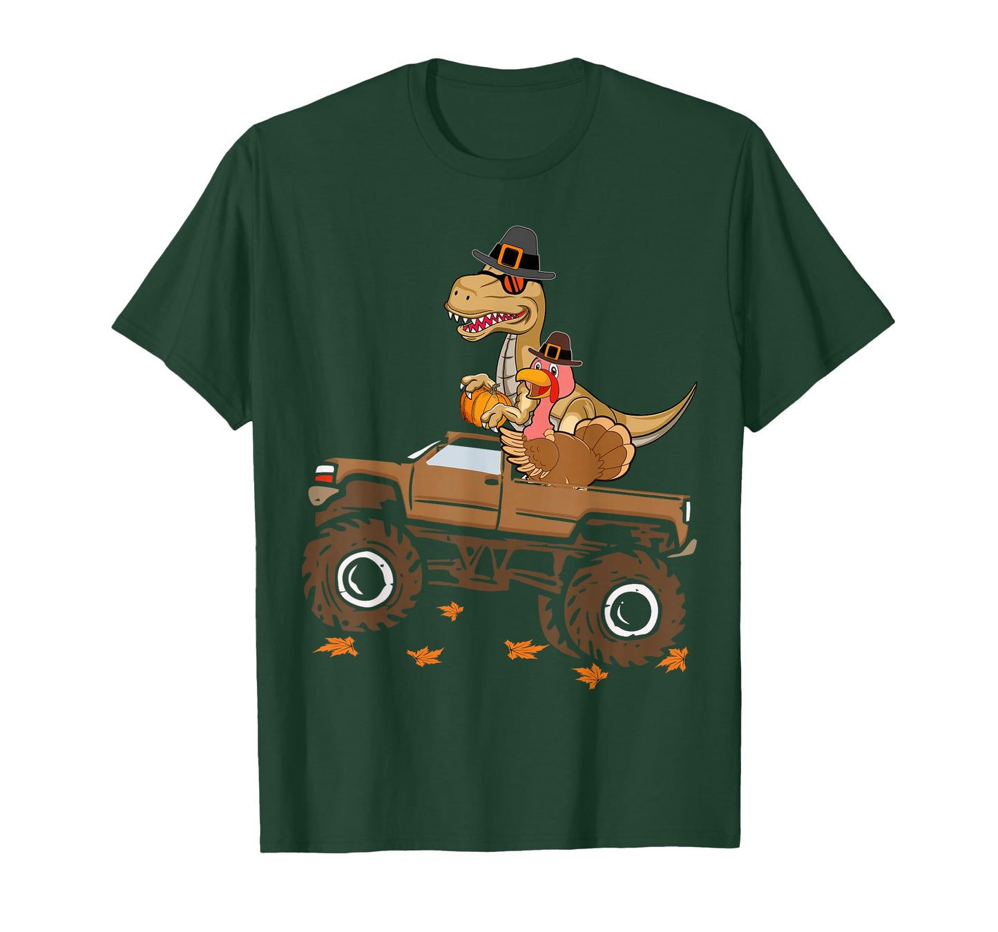Happy Thanksgiving dinosaur Turkey Riding truck kids boys T-Shirt
