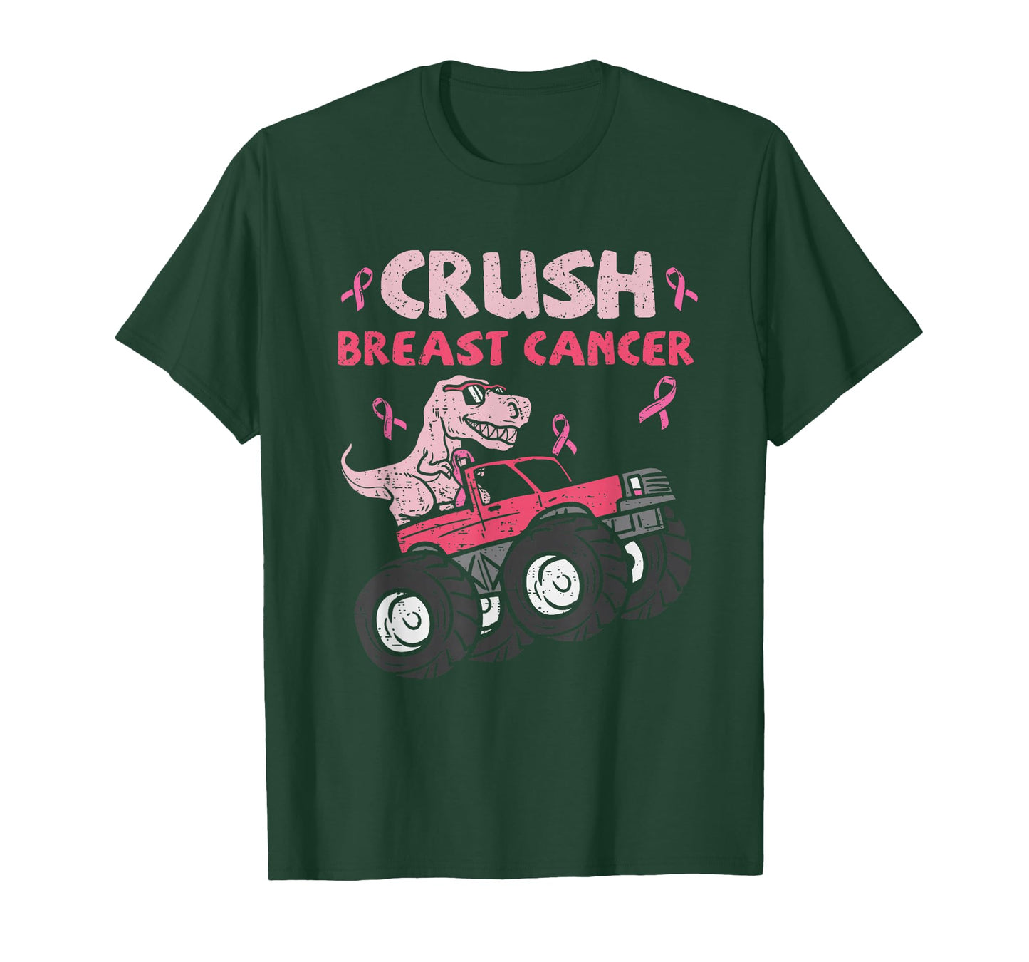 Crush Breast Cancer Awareness Monster Truck Pink Ribbon T-Shirt