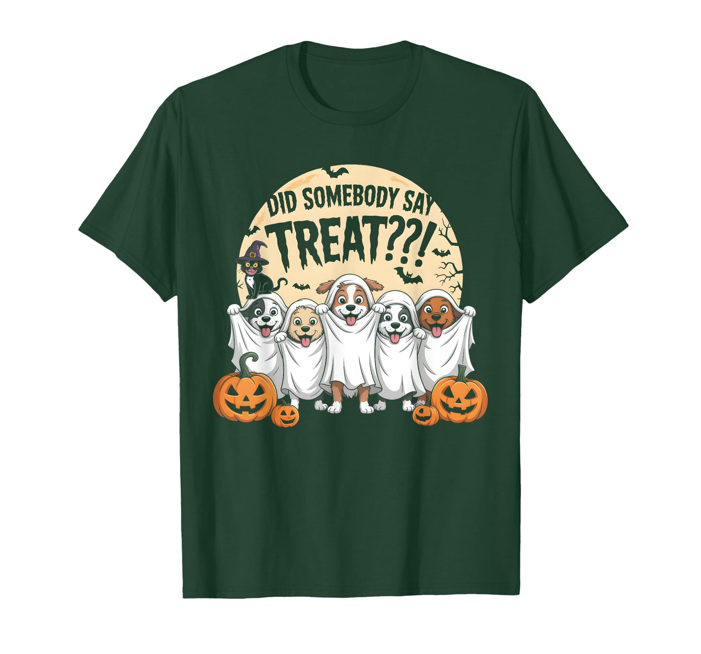 Did Somebody Say Treat Ghost Dogs Halloween Costume Women T-Shirt