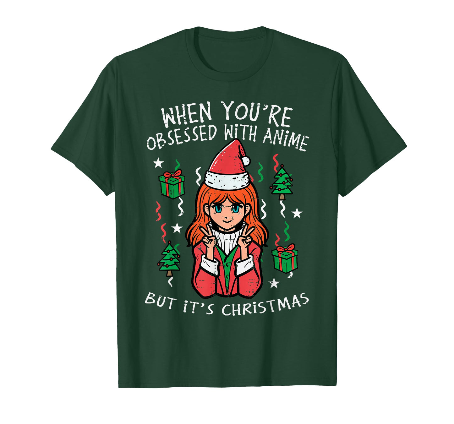 Obsessed With Anime But Christmas Xmas Women Girls Kids Men T-Shirt
