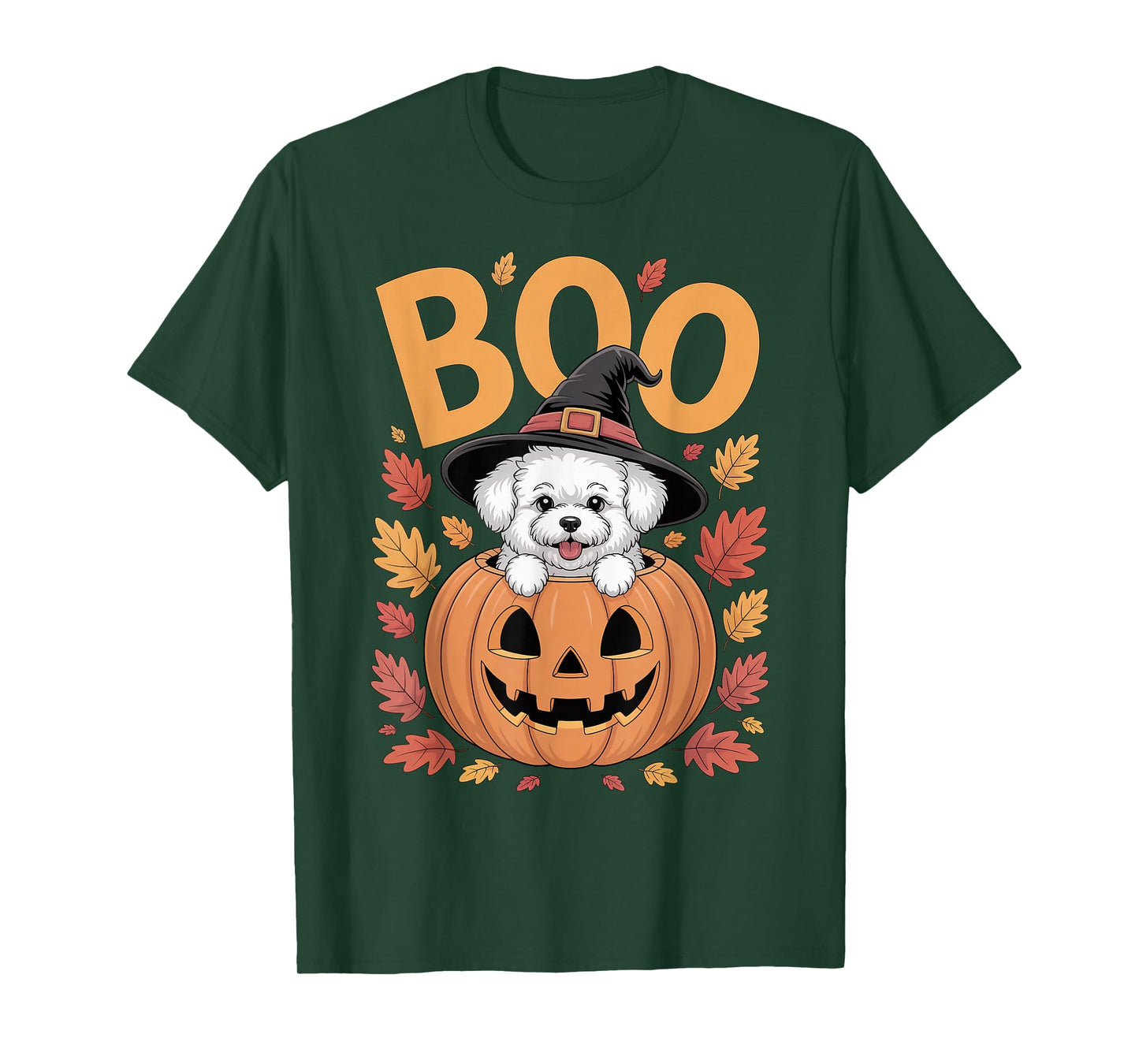 Bichon Costume on Pumpkin Halloween Bichon Frise T-Shirt