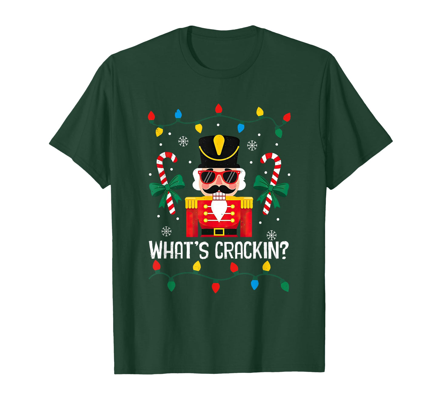 What's Crackin Nutcracker Christmas Candy Cane Coquette Bow T-Shirt