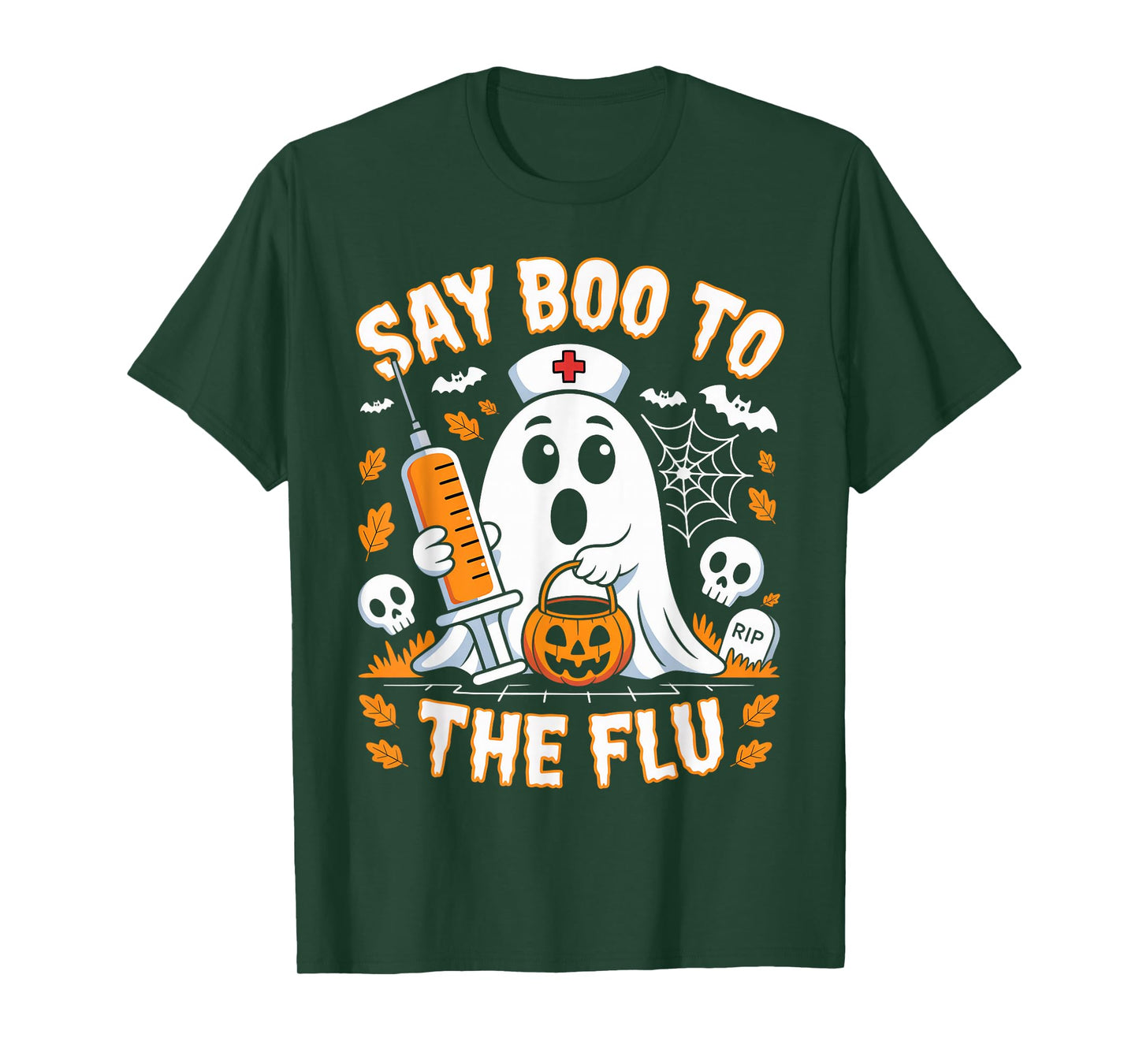 Say Boo to The Flu Ghost Nurse Design T-Shirt