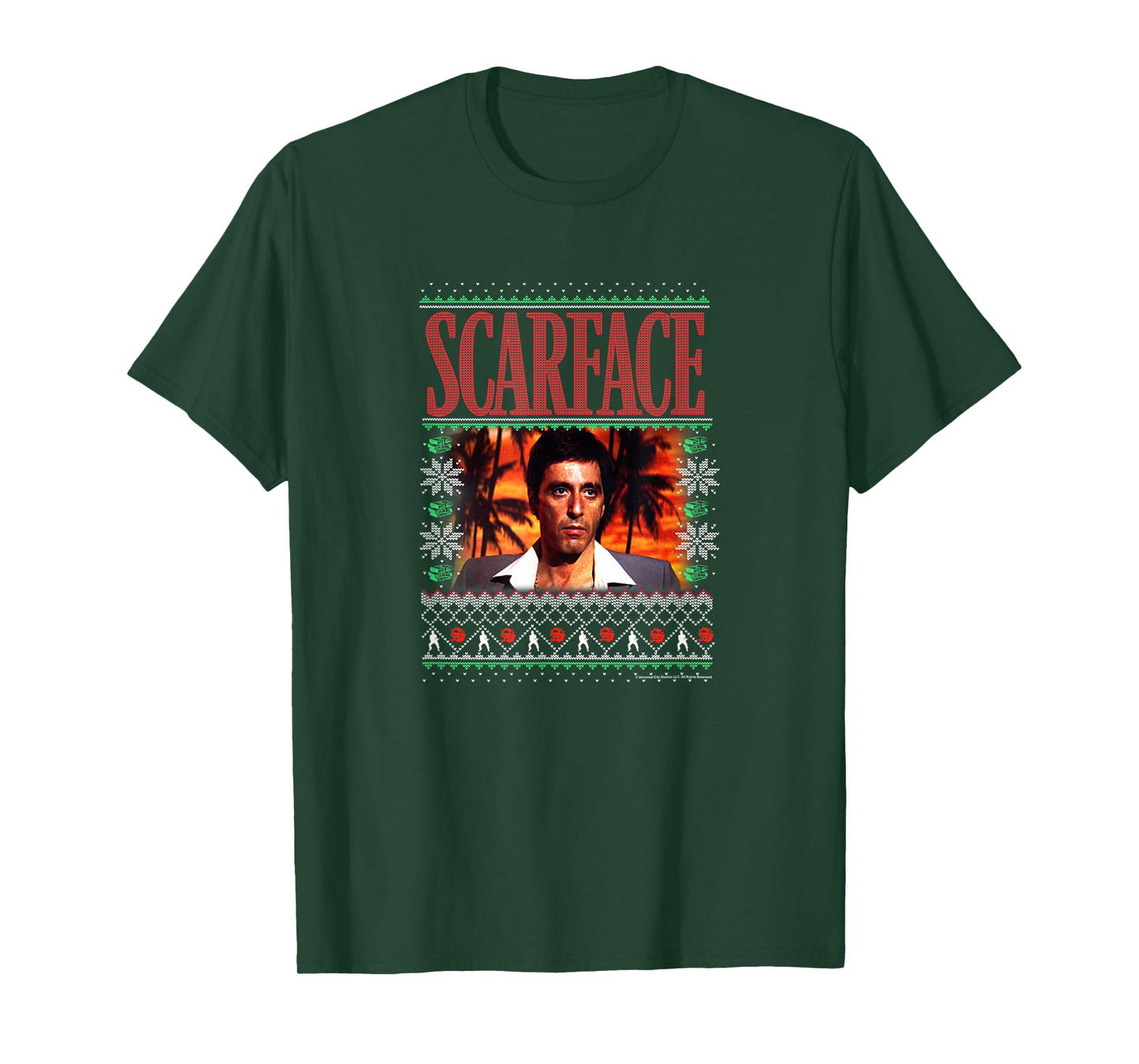 Scarface Christmas Style Knit Design T-Shirt