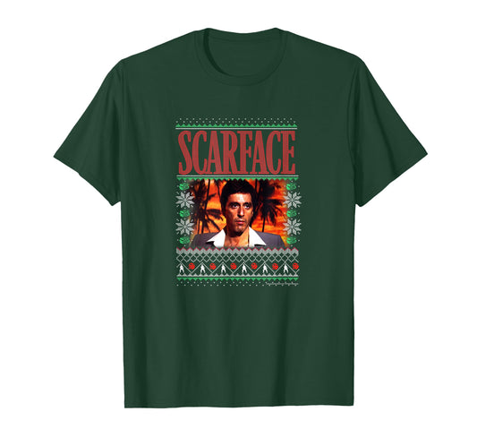 Scarface Christmas Style Knit Design T-Shirt