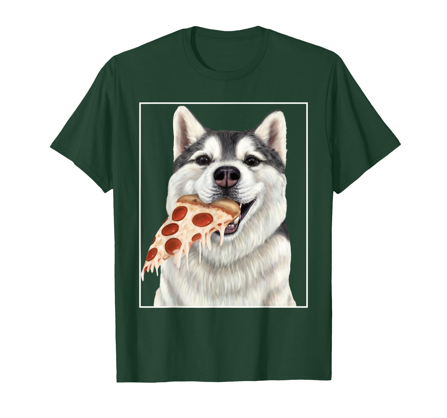 Husky eating pizza. - Dog with pizza slices Men Women Kids T-Shirt