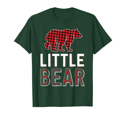 Little Bear Kid Red Buffalo Plaid Matching Family Christmas T-Shirt