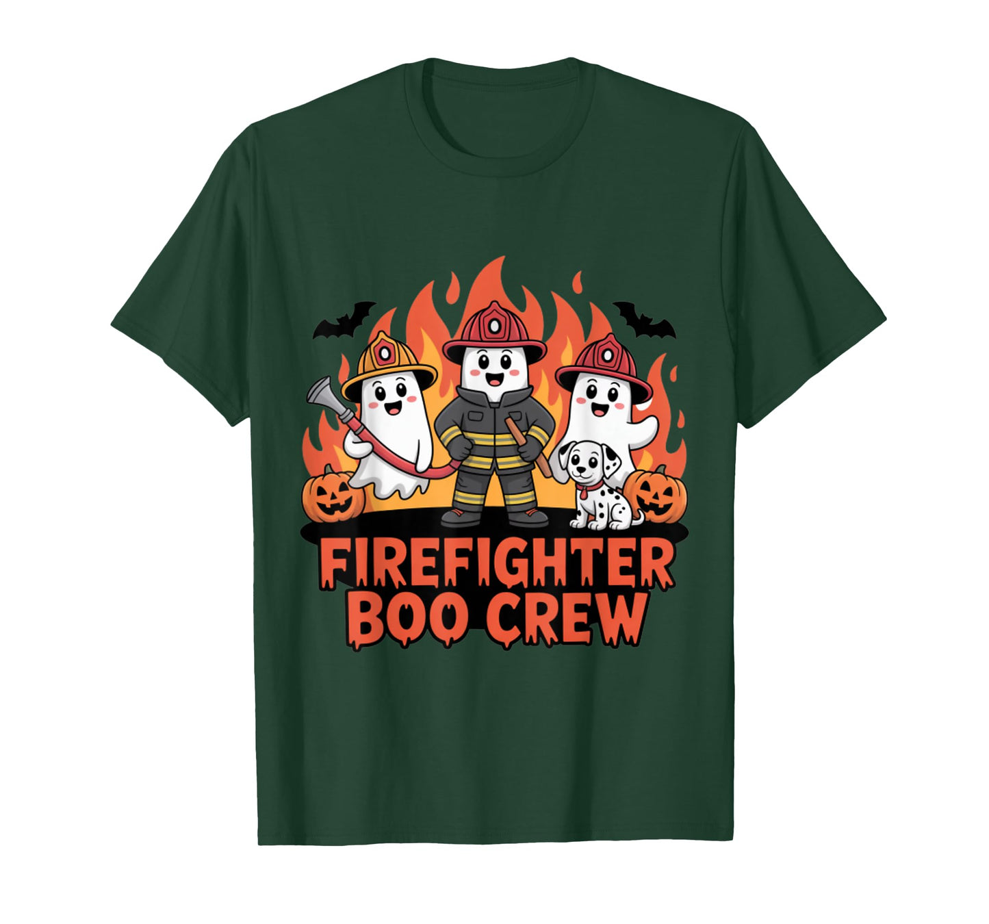 Firefighter Boo Crew Ghost Halloween Costume T-Shirt