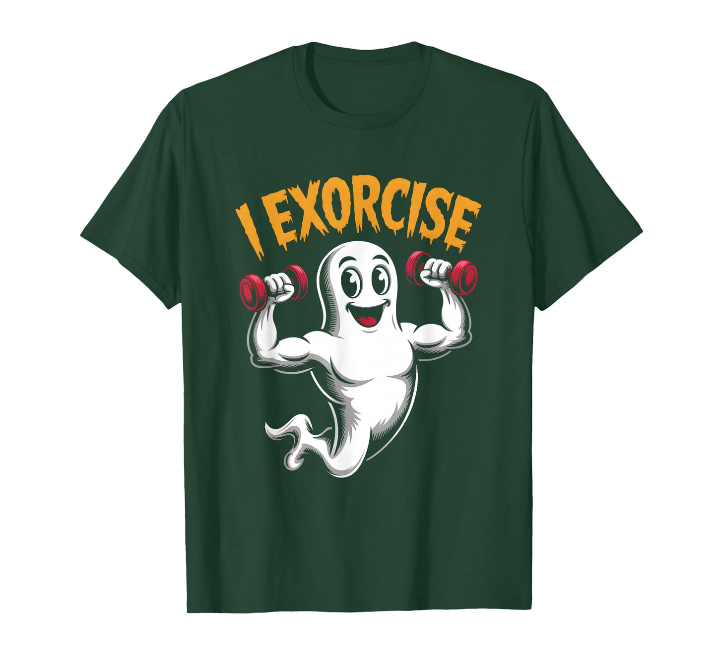 Muscular Ghost I Exorcise Parody Exercise Workout Halloween T-Shirt