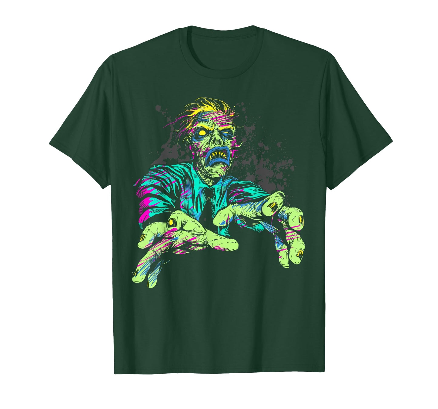 Halloween Neon Zombie Walk Splattered T-Shirt