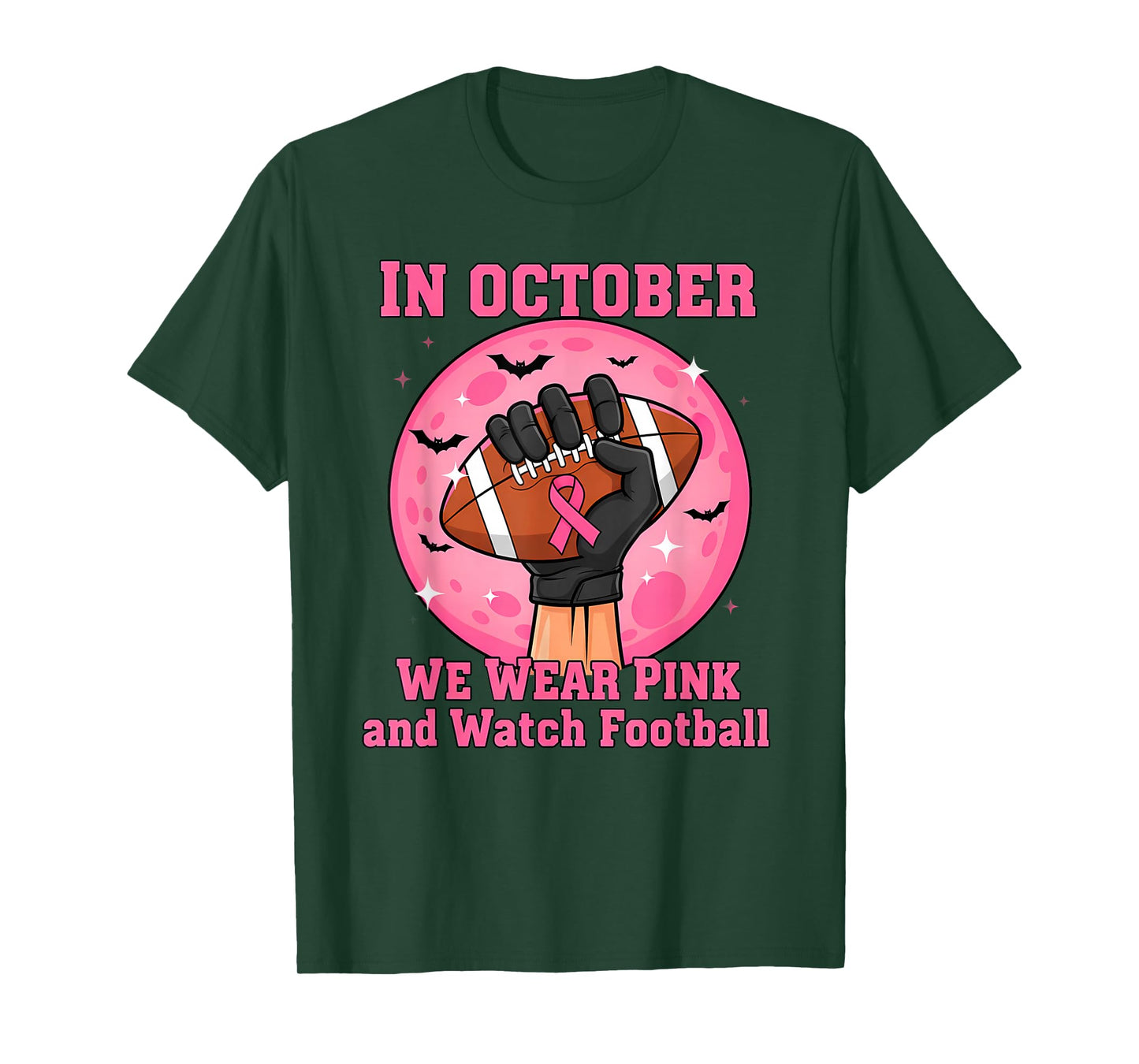 in October We Wear Pink Football Breast Cancer Awareness Men T-Shirt