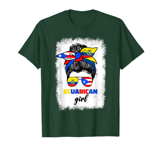 Half Ecuadorian And Puerto Rican Rico Ecuador Flag Girl Mix T-Shirt