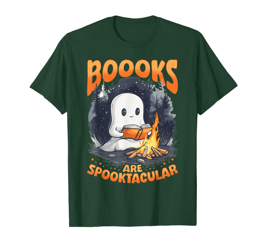 Funny Teacher Halloween Ghost Reading Book Animal Boooks Are T-Shirt