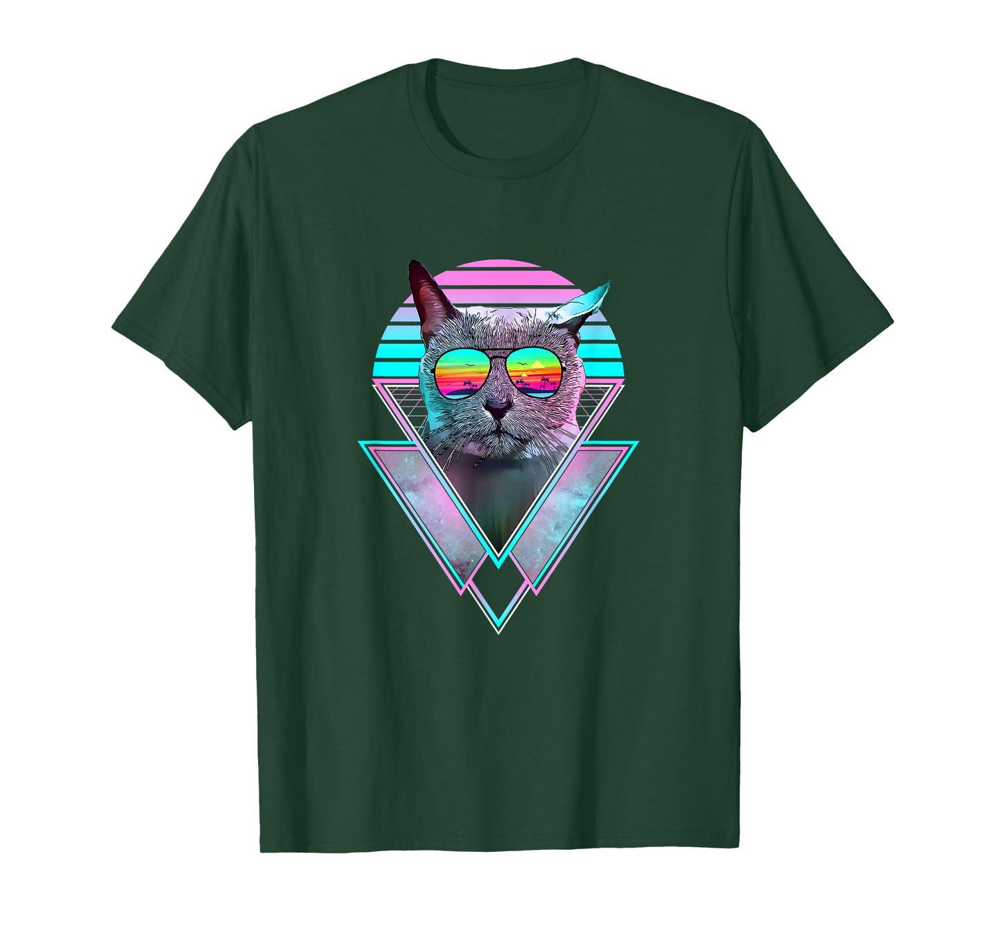 Russian Blue Cat Vintage Retro Vaporwave Beach Vibe Summer T-Shirt