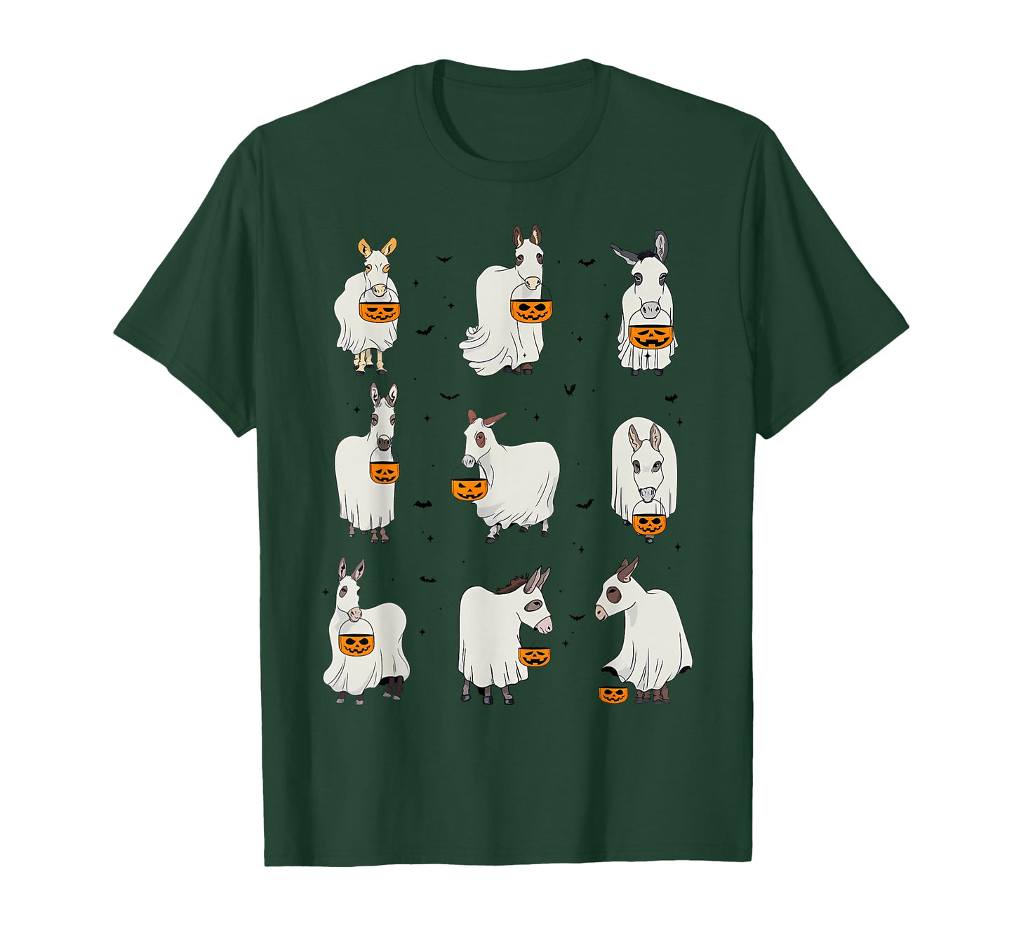 Spooky Donkey Ghost Halloween Donkey Animal Autumn Pumpkin T-Shirt