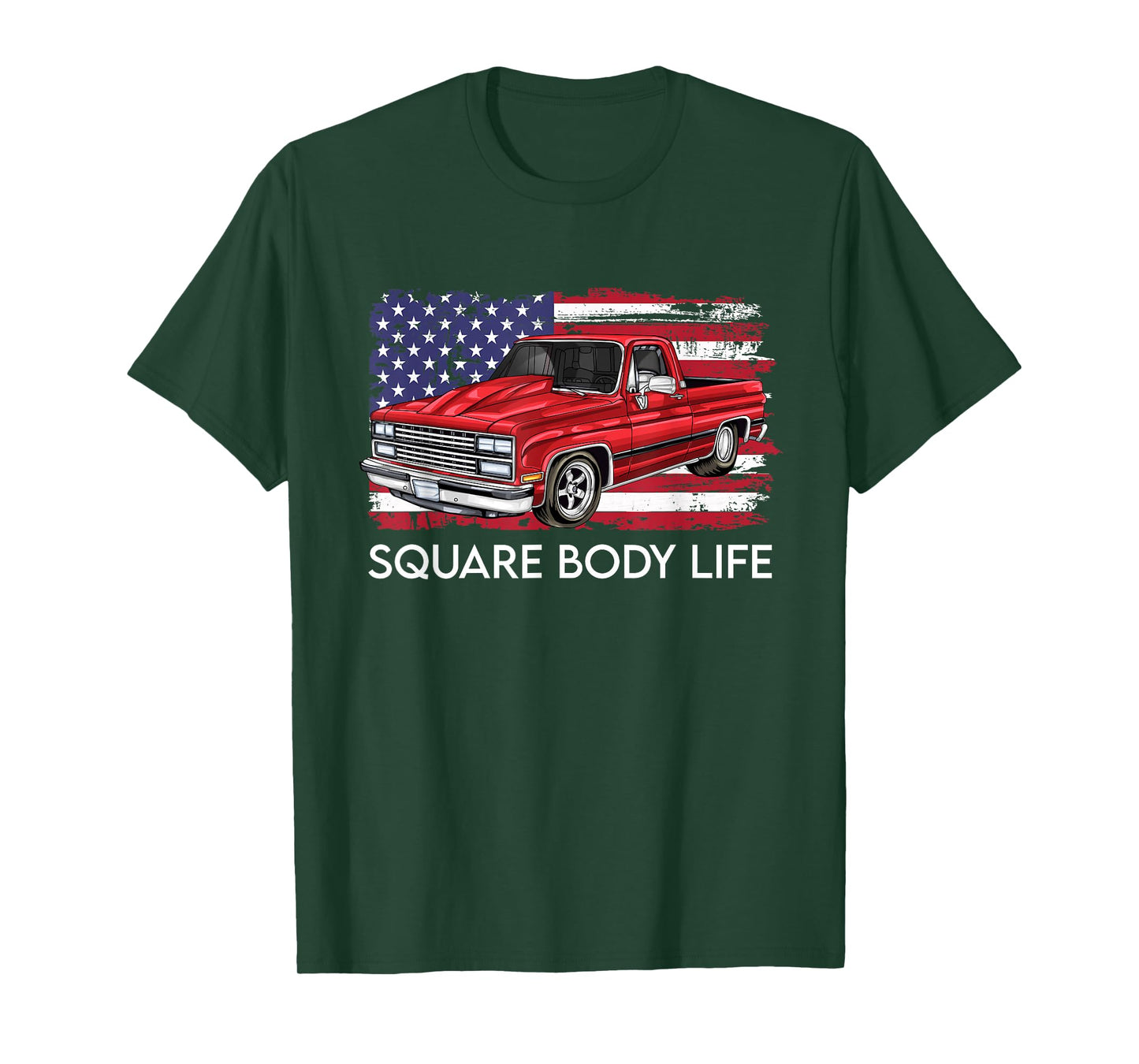 Square Body Life Truck Squarebody American Flag T-Shirt