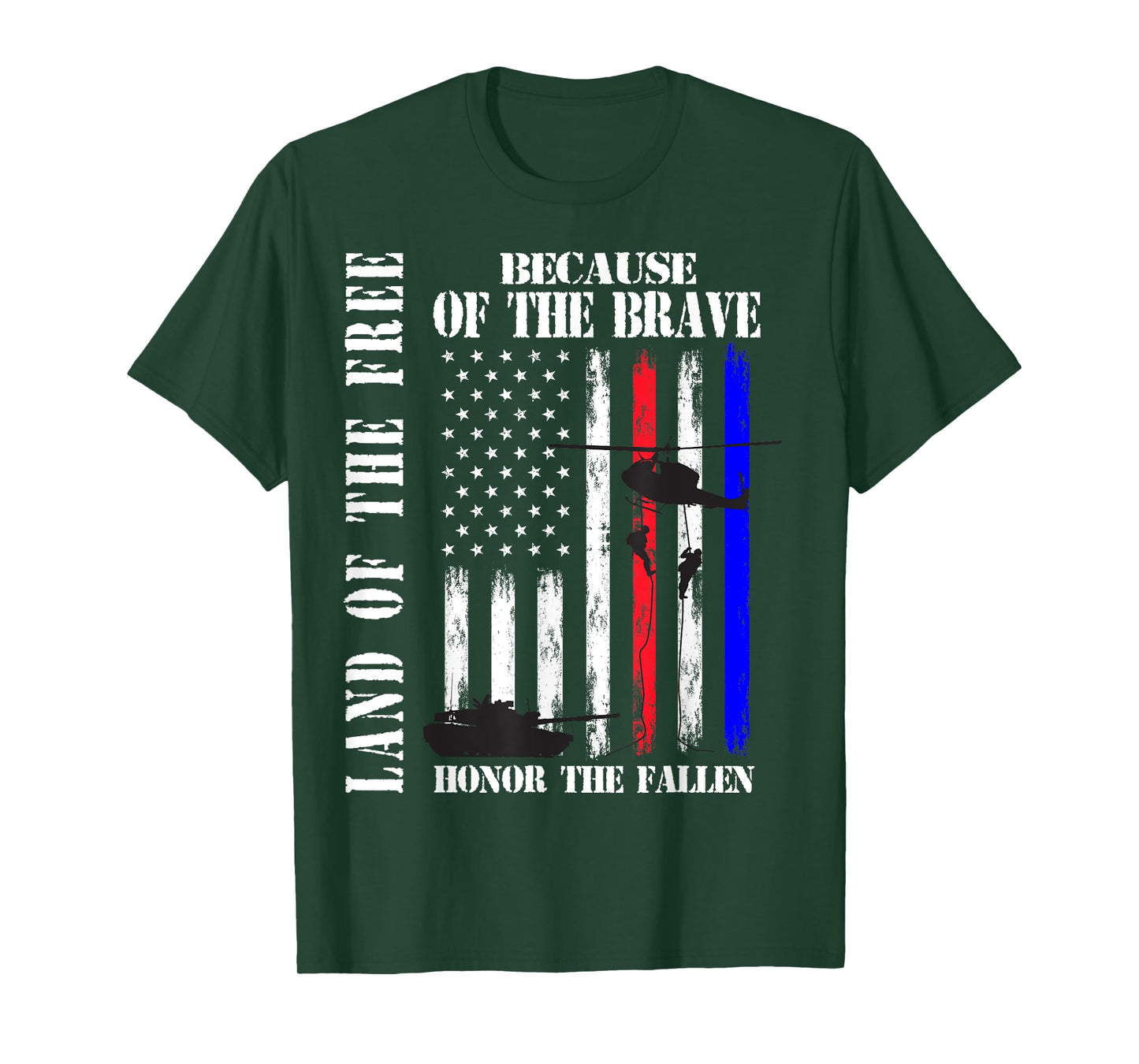 Land of the Free Because of the Brave Honor The Fallen Flag T-Shirt